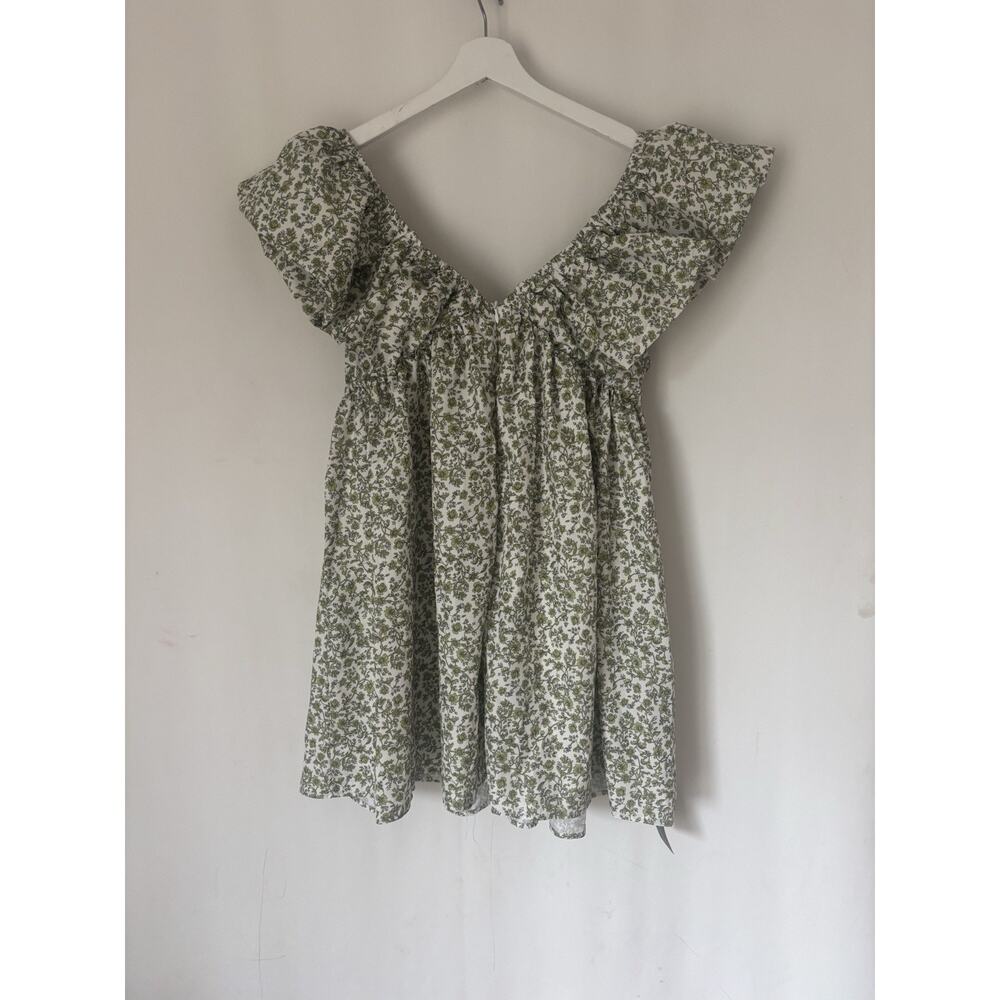 Bohemian Dress Medium Short Mini Ruffled Sleeves Babydoll Floral Boho - Picture 11 of 13